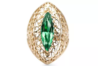 Vintage style Ring Emerald 14K Yellow gold vrc090y